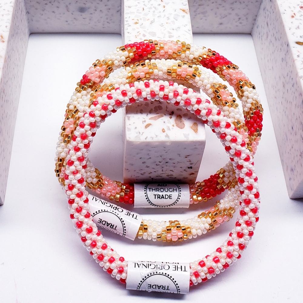 FLAMINGO -Original Roll-On® Bracelets, 7" round, made in Nepal #2 (3 pieces)